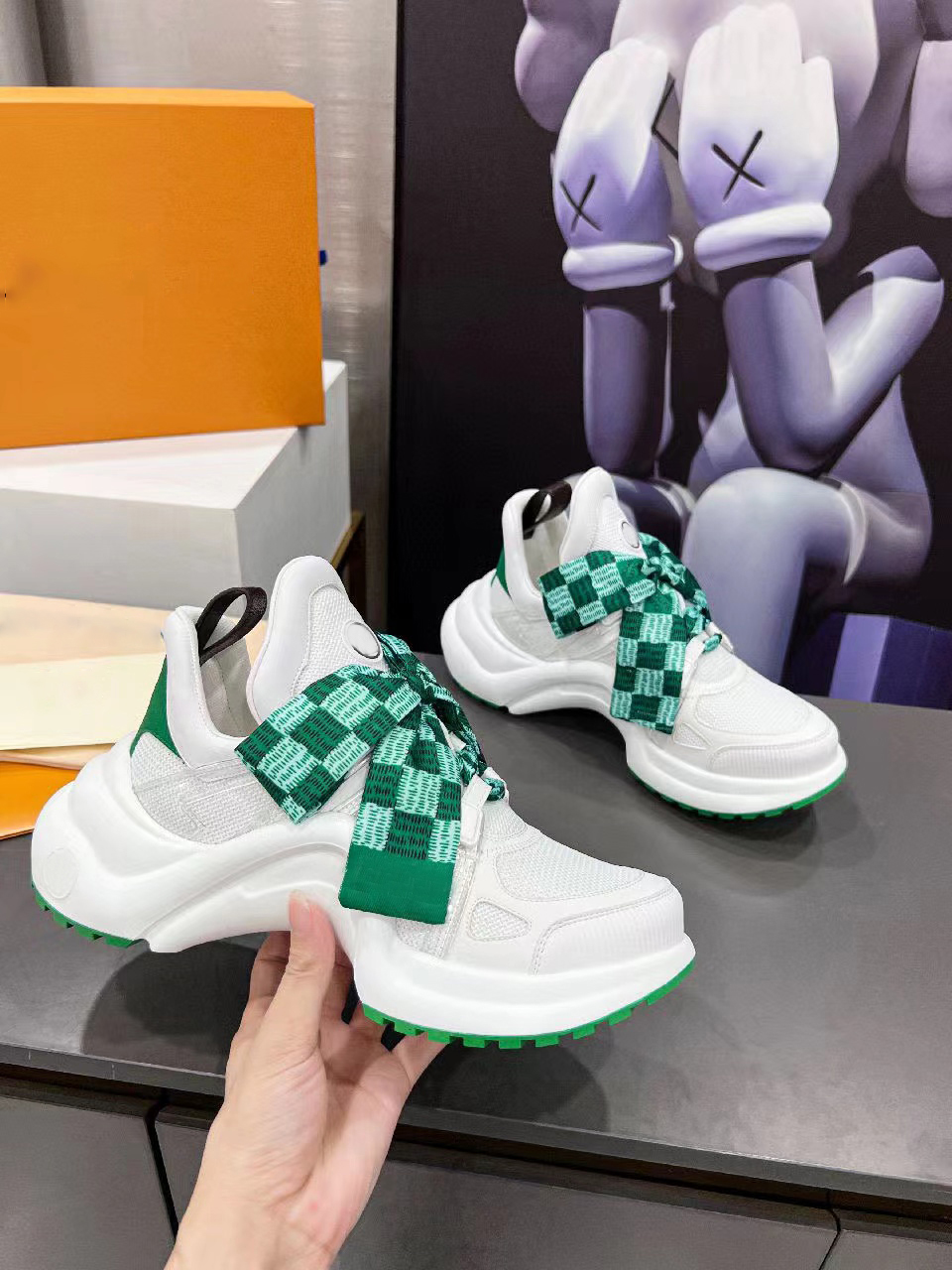 

ARCHLIGHT SNEAKER Black Breathable Bows Shoes Platform Popular Stylis Fashion Casual Women Trainers Running Shoe Genuine Leather Size 35-41, Color 2