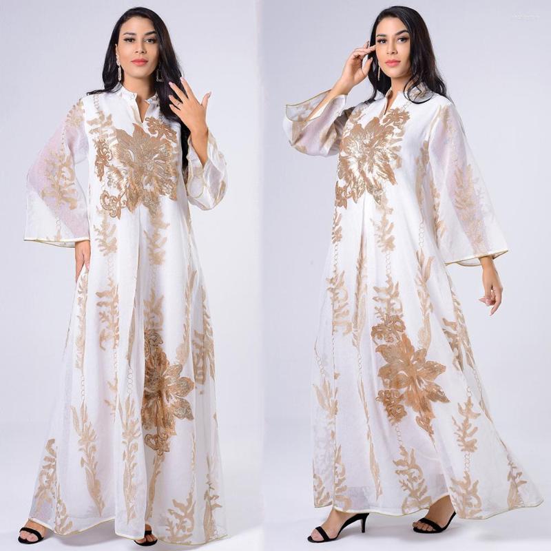 

Ethnic Clothing DressWhite Abaya Dubai Turkey Muslim Hijab Dress Women Caftan Robe 2022 Islamic Embroidery Mesh Abayas Djellaba Femme