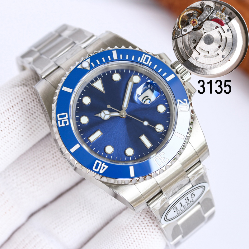 

Clean Factory luxury mens watch silver V11 116610L Blue ceramic bezel SUB Eta3135 Automatic Mechanical watches 904L Sapphire waterproof with box, 01 with box