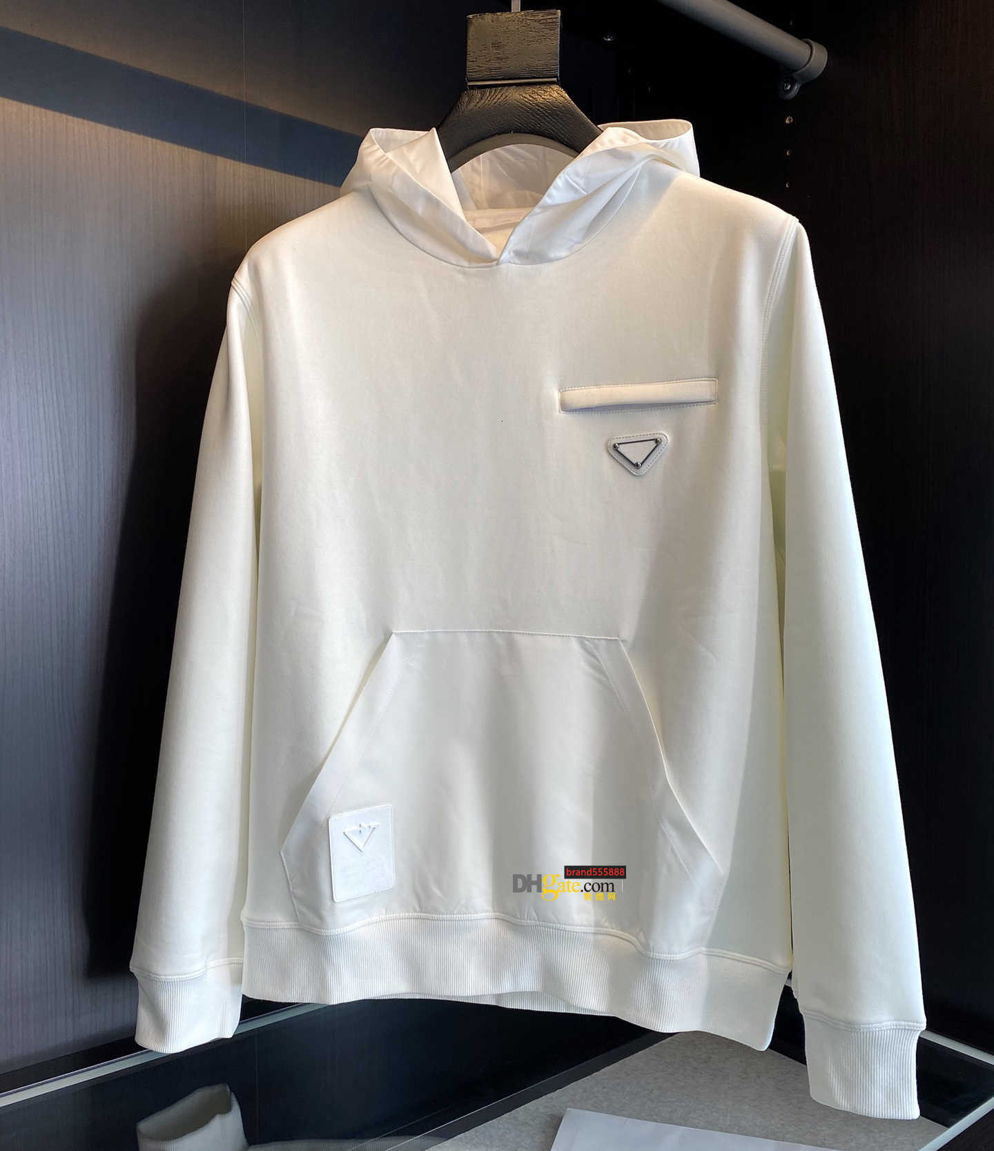 

men's fashion designer hoodie high qualitynylon stitching material European size luxury casual mens Hoodies, Black