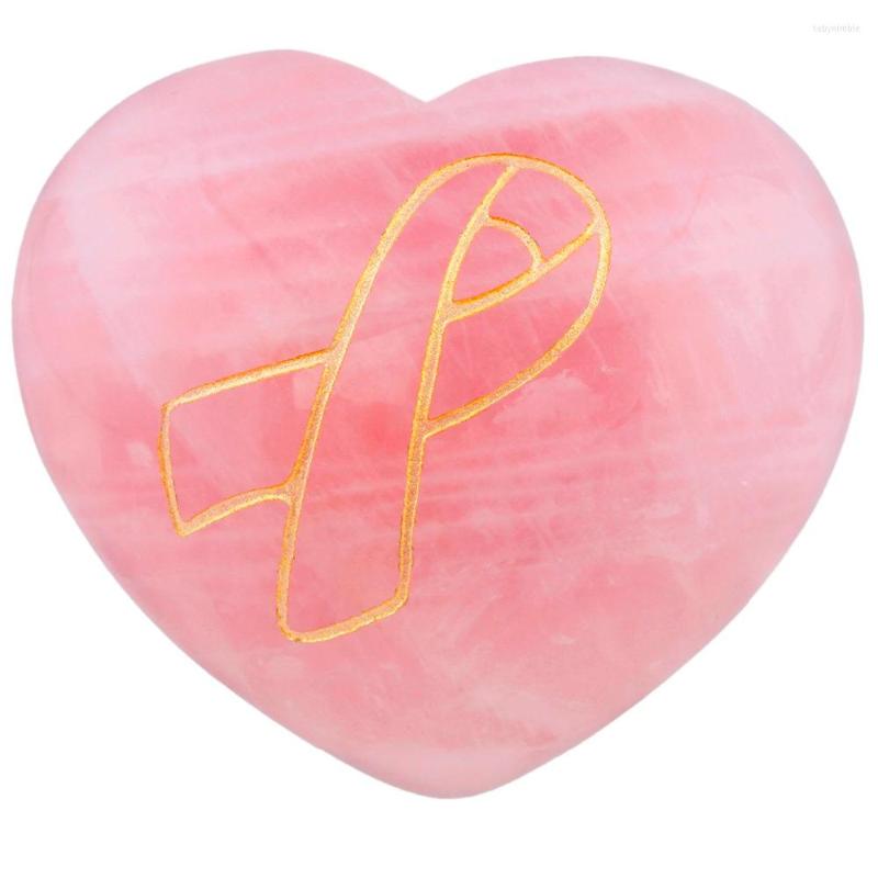 

Jewelry Pouches TUMBEELLUWA Natural Rose Quartz Puff Heart Pocket Crystal Palm Stone Worry Stones Carved Ribbon Breast Cancer Awareness