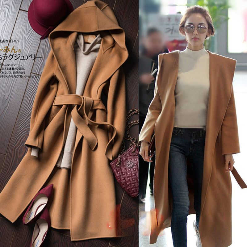 

max designer cardigan coats ladies woolen coat winter fashion coat warm windproof cashmere long Coat solid color all match, Mixed