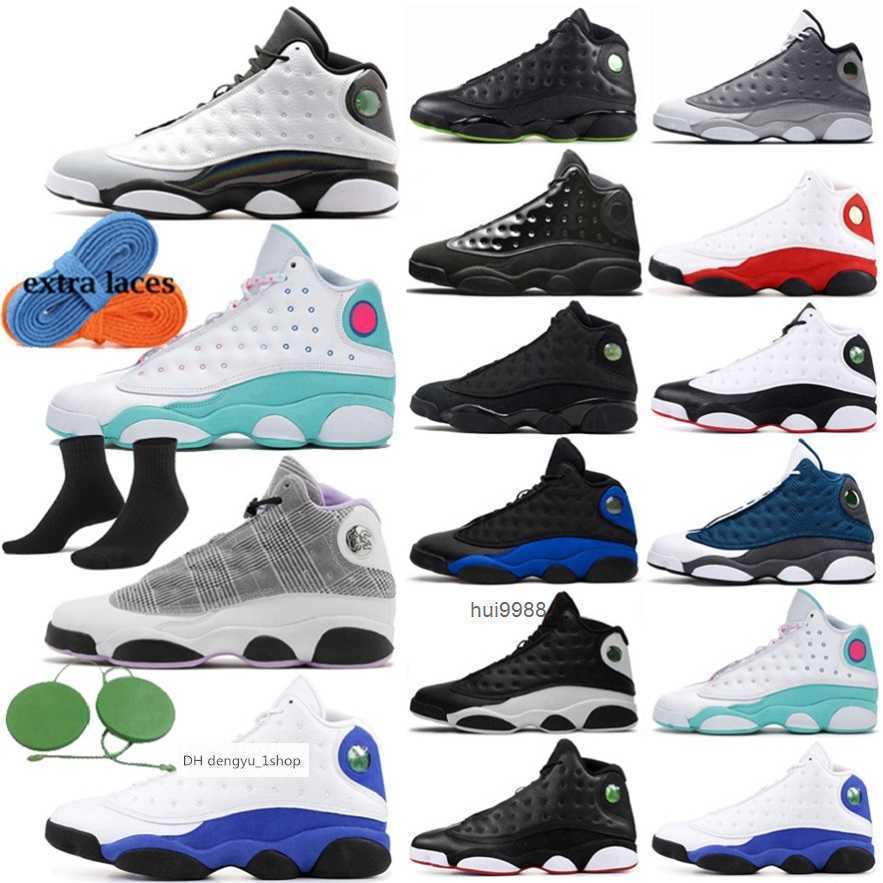 

Luxury Shoes Basketball Shoes Sports Sneakers Lucky Green Retro Court Purple Flint Grey Toe Black Cat Jumpman 13 13S Men 'S For jordas air shoe, Box