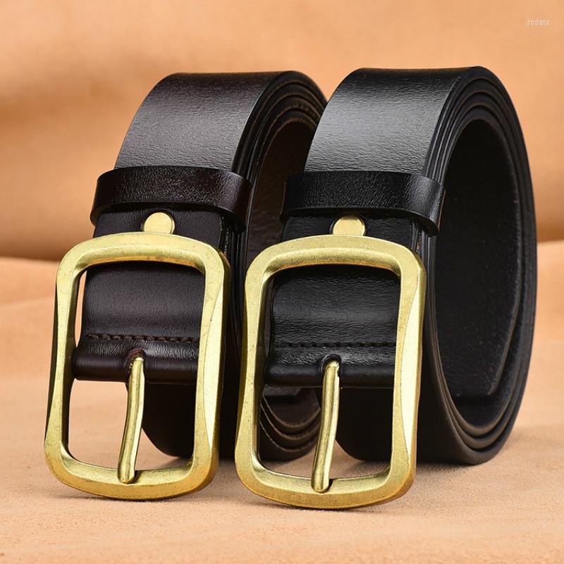 

Belts Peikong Cowhide Genuine Leather For Men Strap Male Pin Buckle Vintage Jeans Belt 105-125cm Long Waist 32-40, Black