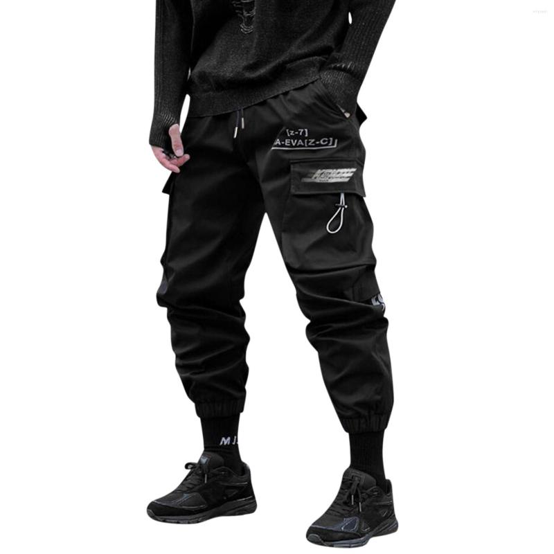 

Men's Pants Little Girl Slippers Solid Male With Pockets Elastic Waist Long Casual Color Fashion Trousers Men's, Black