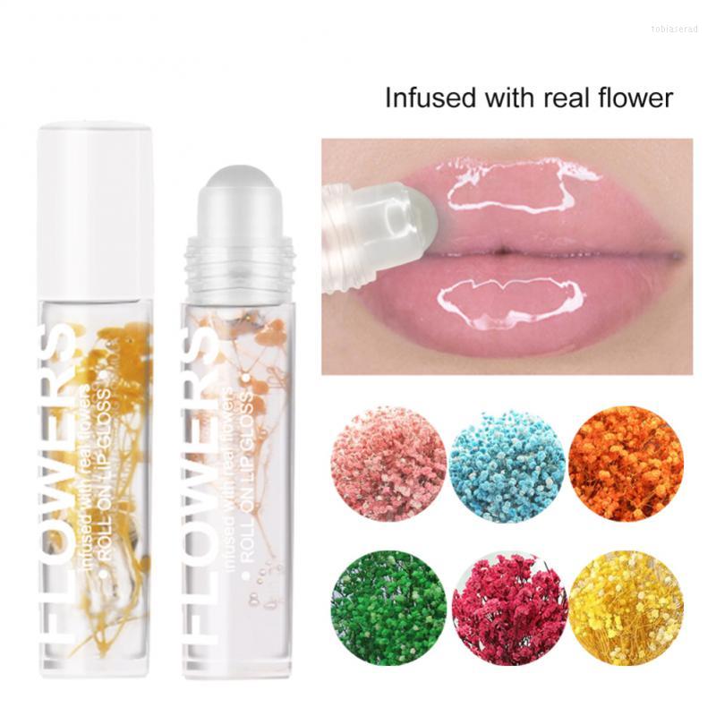 

Lip Gloss 1PC Dried Flower Roll-on Makeup Moisturizing Hydrating Transparent Oil Women Mirror Cosmetics, 1pc random