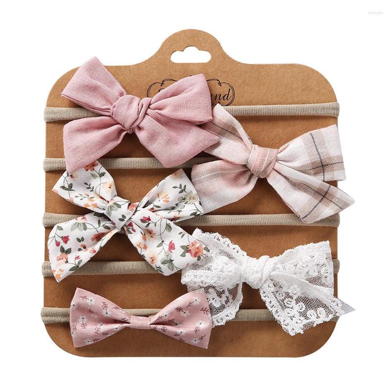 

Hair Accessories 5Pcs/Set Baby Headbands Soft Cotton Bows Nylon Bands For Children Girls Elastic Hairband Born Drop, 11