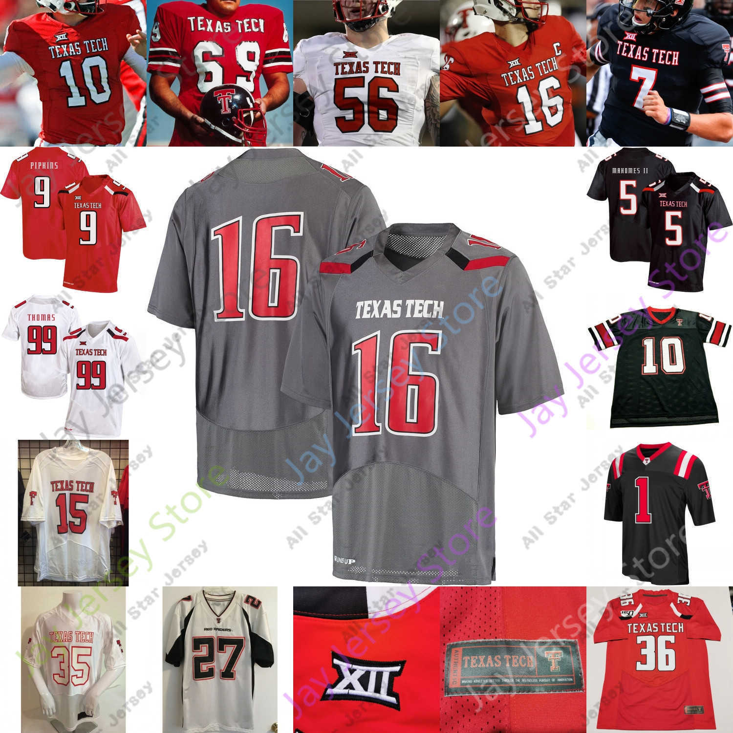 

Football Jerseys Texas Tech TTU Patrick Football Jersey NCAA College Ja'Deion High Tony Jones Eli Howard Erik Ezukanma R.J. Turner Vasher Brooks Crabtree, Black iii