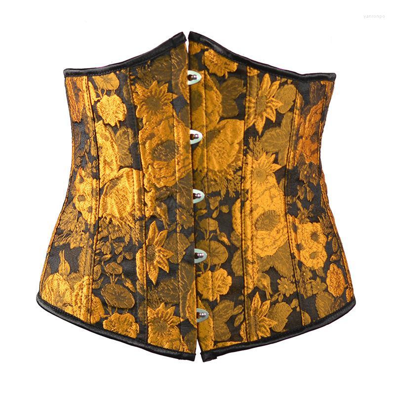 

Bustiers & Corsets Oil Painting Style Jacquard Underbust Waist Corset Women Girdle Trainer Body Shaper Abdomen Slimming CinchersBustiers, Yellow