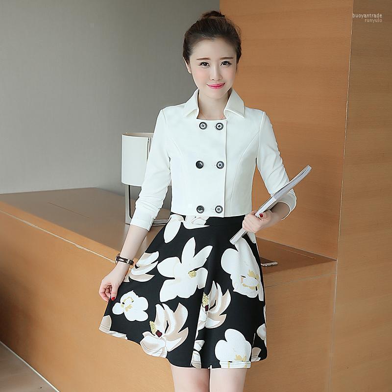 

Women's Suits Women's & Blazers Autumn Dress Women Arrivals Two Color Short Jacket Fashion Print Floral For Ladies 2 Pieces Dresses, Yellow
