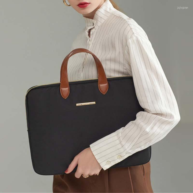 

Briefcases Men Women Laptop Briefcase Bag Document Organizer Ipad Messenger Fashion Unisex Handbag 14inch, Beige