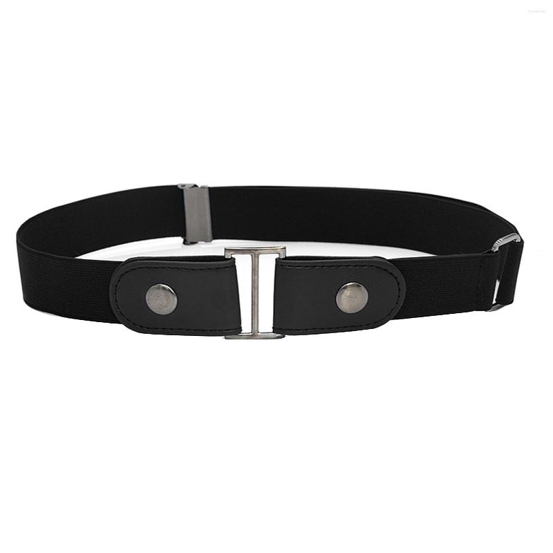 

Belts 2pcs Women Men Daily Gift Fashion Stretch Elastic For Jeans Durable Invisible Belt Pants Artificial Leather No Buckle Waist, Black