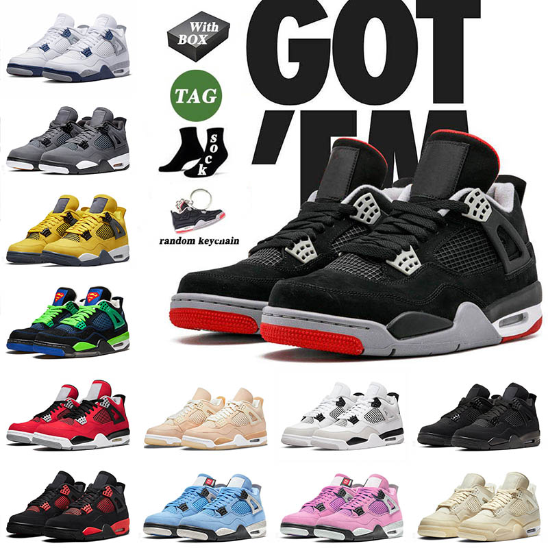 

With Box 2022 Retro Mens Basketball Shoes Jorda 4 4s IV Men Women Jumpman Bred Offs White Sail Travis Scotts J4 Black Cat Jordens Trainers Sneakers 36-47, C8 military black 40-47