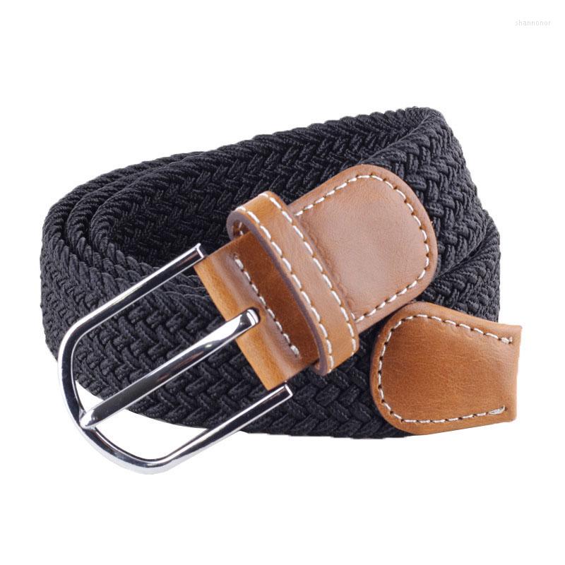 

Belts 2022 Unisex Belt Fashion Elastic Knitted Canvas Decoration Female Alloy Pin Buckle Women And Man Strap, Black