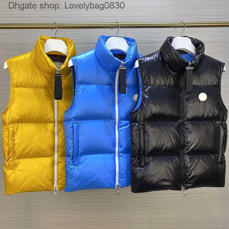 

Mens Maya Designer Down Vest Womens Stand Collar Vest Jackets Chest Embroidered Badge Warm Outerwear Winter Coats, Blue