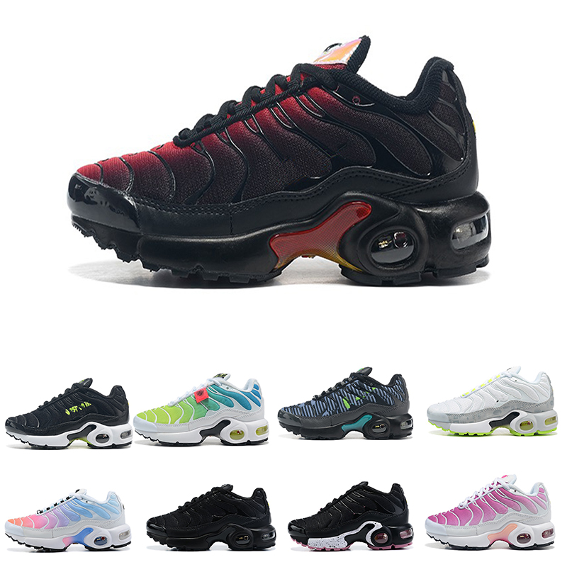 

Little Kids Running Shoes OG Plus TN Ultra University Blue True Yellow Black White Children Boy Girls Sports Sneakers Triple White Pink, 10
