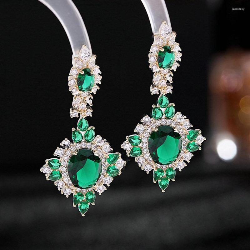 

Dangle Earrings 1 Pair Fully-Jewelled CZ Drop Geometric Hyperhole Luxury Long Earring For Women Party Gift