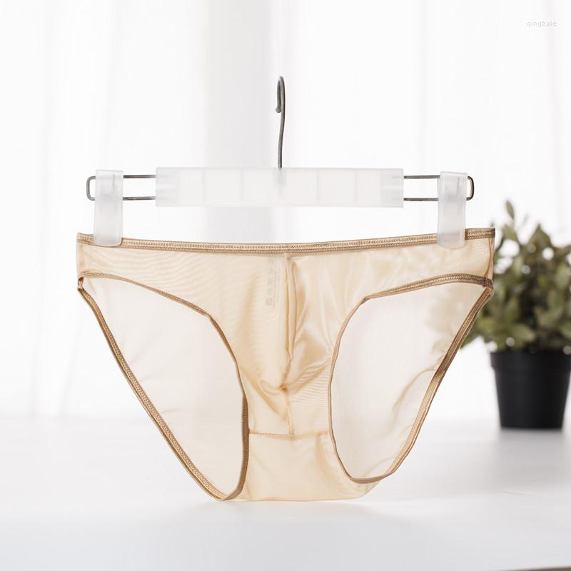

Underpants Super Thin Mesh Transparent Mens Underwear Sexy Gold Edge Briefs, White