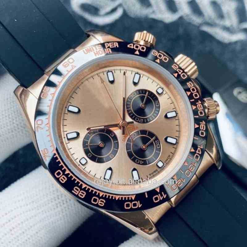 

Top Mens Watch Automatic Mechanical Watches 40mm Rubber Strap Gold Wristwatch Ceramic Case Waterproof Design Montre, Logo - 3