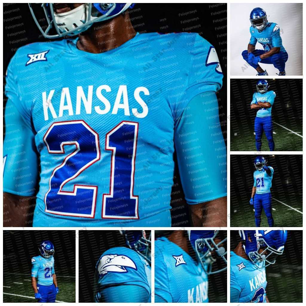 

American College Football Wear Kansas Jayhawks NCAA College Football Jersey Jason Bean Jalon Daniels Ben Easters Miles Fallin Conrad Hawley Preston Kendrick Jack C, Men size s-3xl