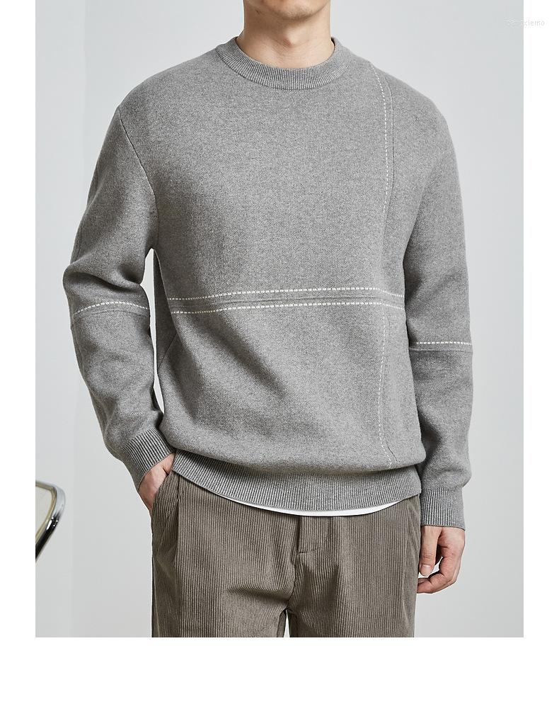 

Men's Sweaters Men 2022 Winter Casual Solid Thick Wool Cotton Sweater Pullovers High Elasticity Fashion Slim Fit O-Neck, Black