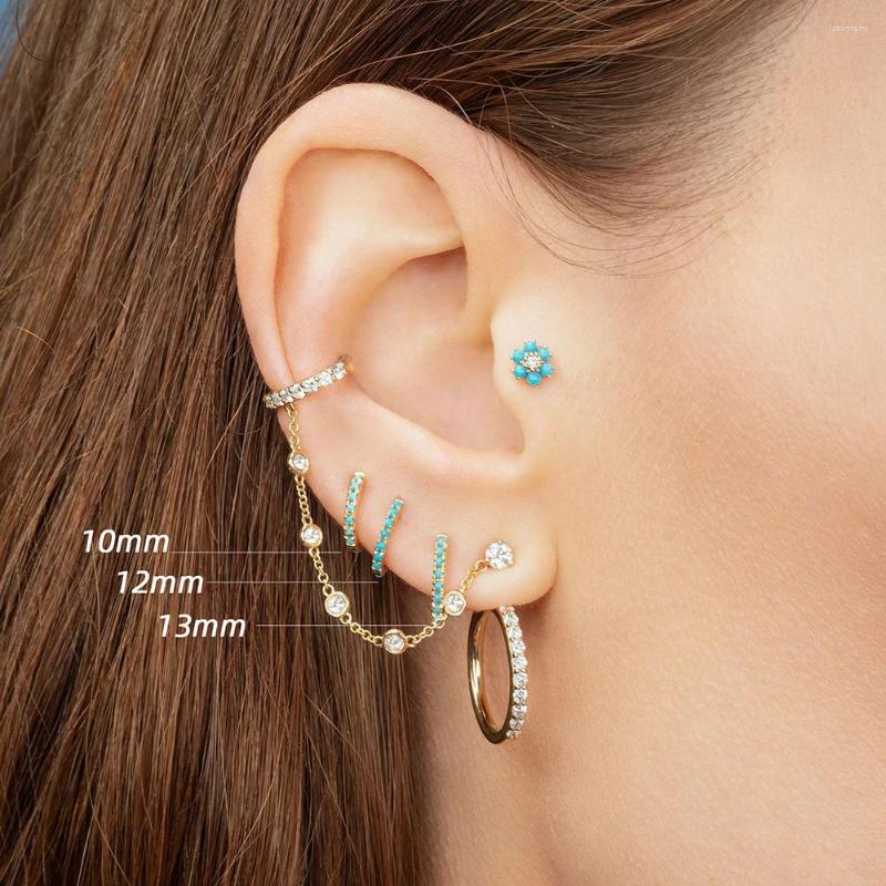 

Hoop Earrings Minimalist Stone Round For Women Party Trendy CZ Crystal Circle Gold Metal Small Jewelry Gifts