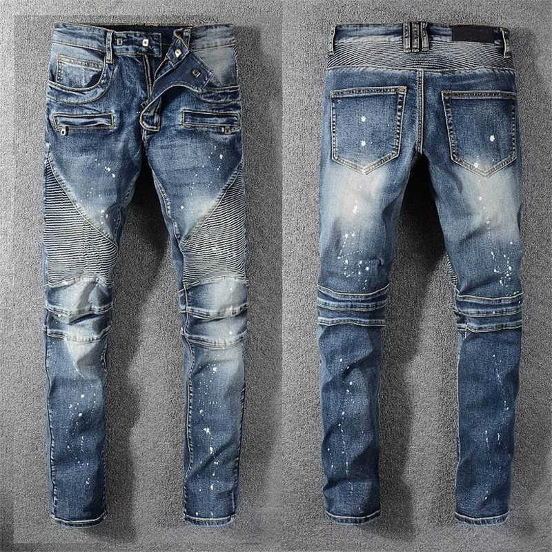 

Newest Mens Designer Jeans Distressed Ripped Biker Slim Fit Biker Denim For Men s Mans Pants pour hommes, 15