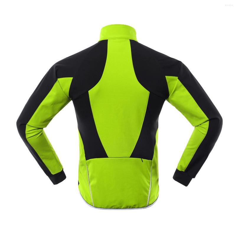 

Racing Jackets Men Cycling Jacket Waterproof Windproof Thermal Fleece Bike Jersey MTB Bicycle Riding Winter Reflective Rain Coat, Green