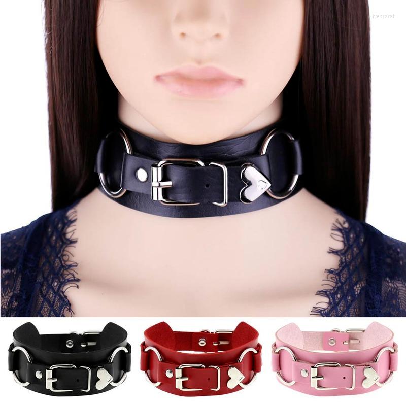 

Choker Decopunk Heart Round Buckle Punk Goth Collar Necklace Fashion Vegan Leather Belt Harajuku Gothic Jewelry Halloween