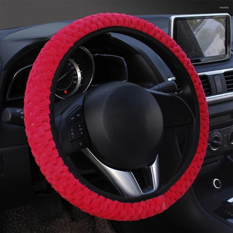 

Steering Wheel Covers Universal Winter Anti-Slip Soft Plush Car Protected Cover Holder
