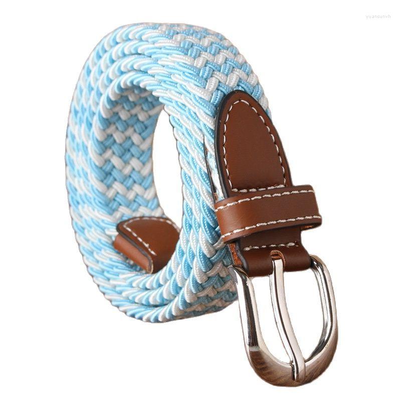

Belts Narrow 2.5cm Elastic Belt Pin Buckle Canvas Young Students Knitting, Black