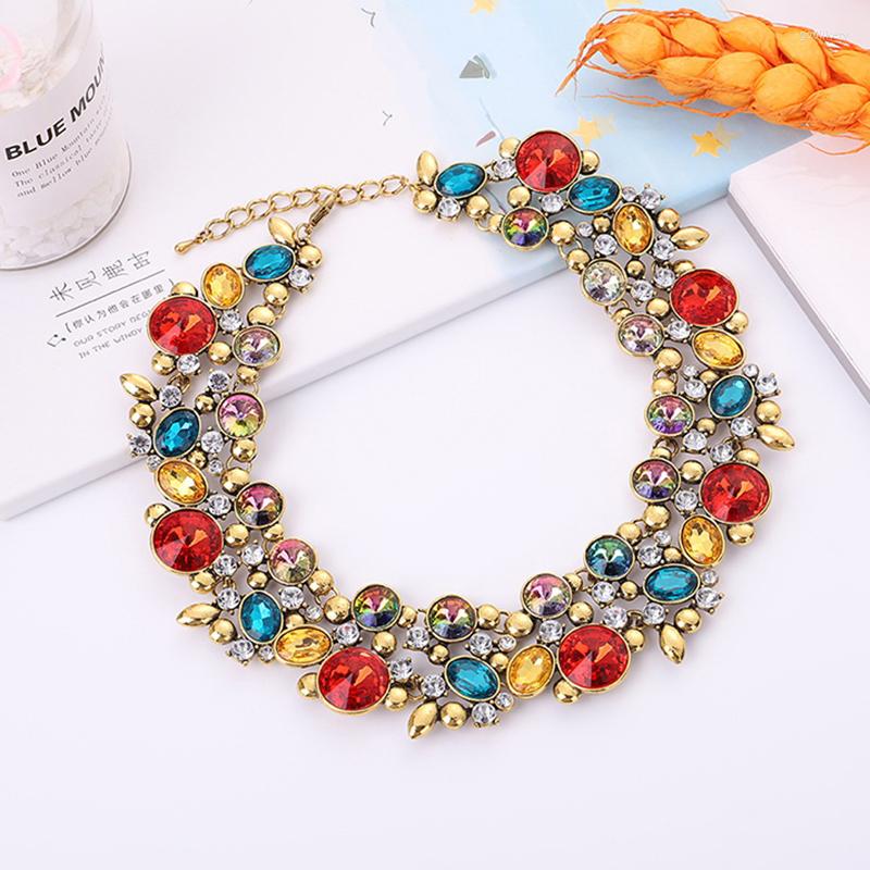

Choker Rhinestone Flower Necklace Crystal Statement Women Boho