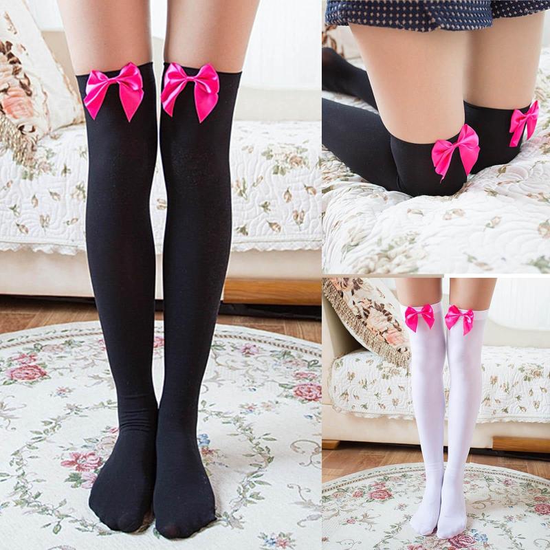 

Men's Socks Women Fashion Stockings Casual Cotton Thigh High Over Knee Girls Womens Female Long Sock, Black