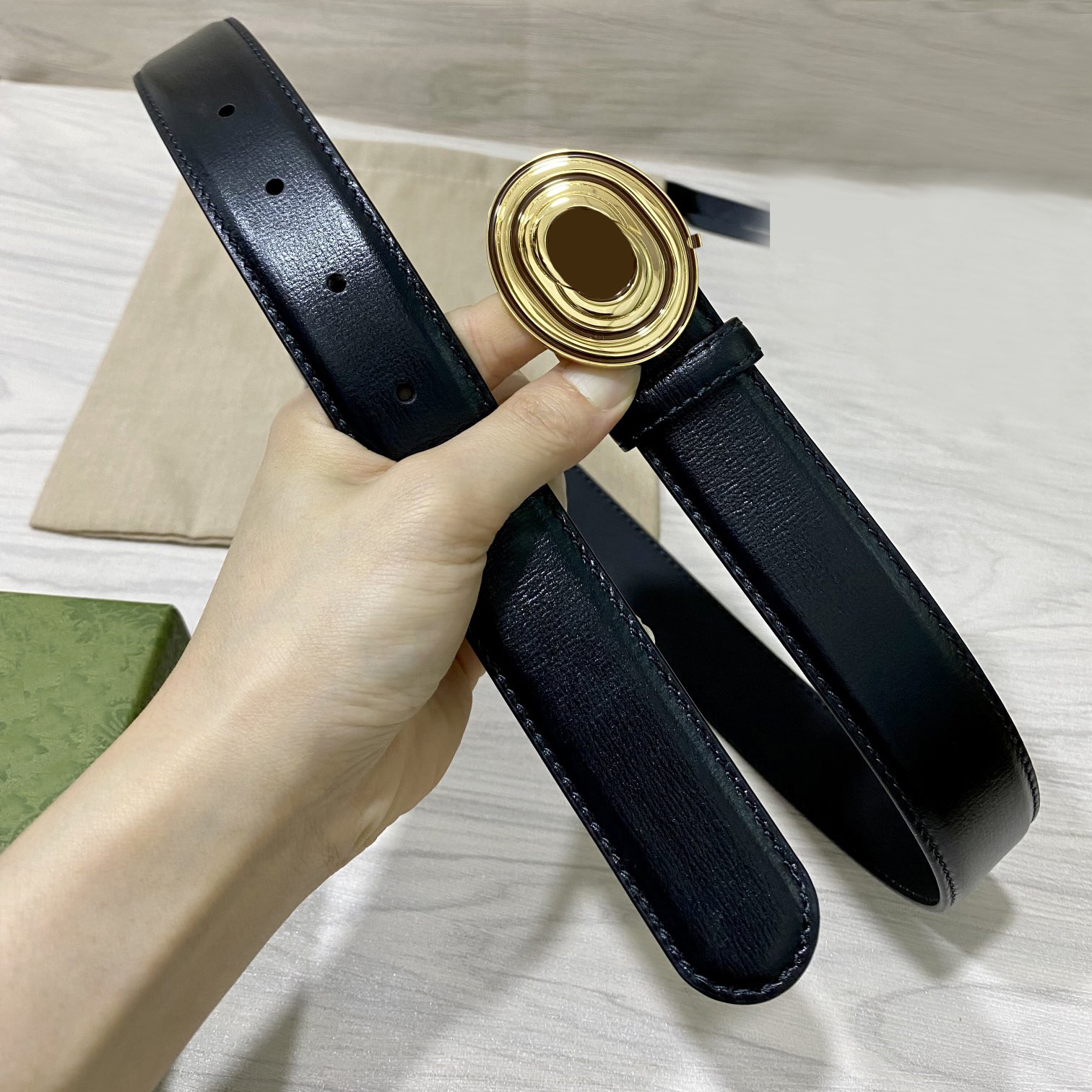 

Genuine Leather Metal Buckle Jean Casual Dress Belt Designer Belts for Men Women, Width 38mm with box