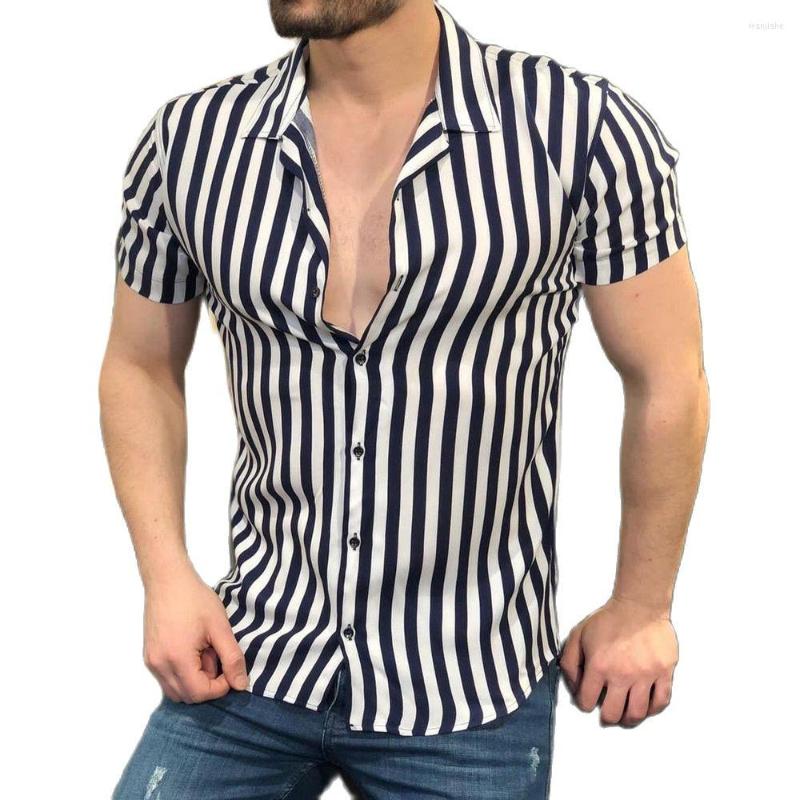 

Men' Casual Shirts 2022 Factory Price Summer High-Quality Men' Striped Short-Sleeved Muscle Shirt, Black