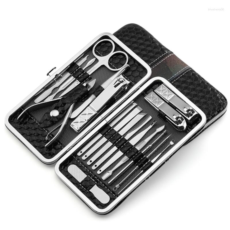 

Nail Art Kits 4 Colors 18 In 1 Pcs Clipper Kit Care Set Pedicure Scissor Tweezer Knife Ear Pick Utility Manicure Tools