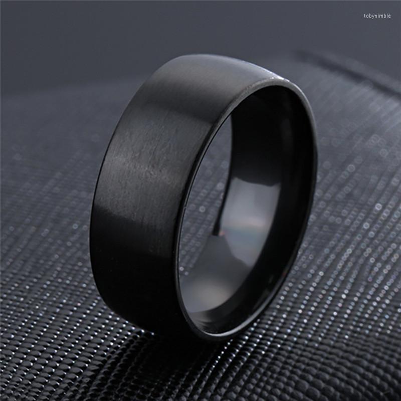

Cluster Rings KOTik Punk Black Gold Silver Color Titanium Wedding Ring High Quality 8mm Brushed Stainless Steel Jewelry For Men