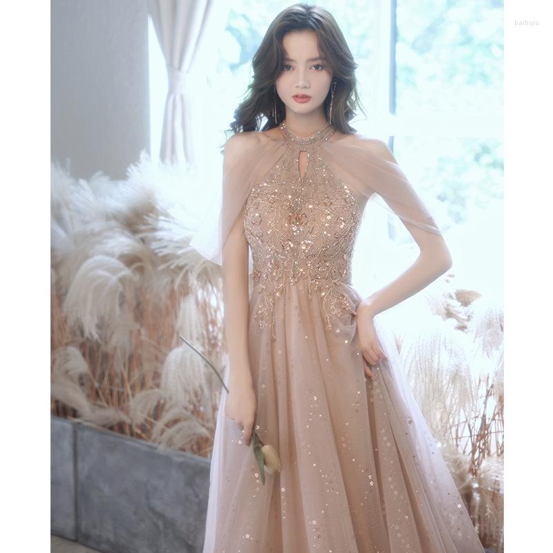 

Ethnic Clothing Champagne Evening Dress Female 2022 Temperament Birthday Party Banquet Super Bridesmaid Student Graduation