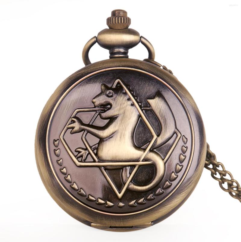 

Pocket Watches Vintage Full Metal Alchemist Dull Polish Edward Elric Necklace Pendant Chain Men Women Quartz, Bronze