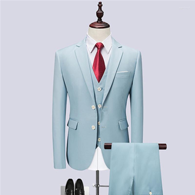 

Men's Suits Men's & Blazers Plus Size Men's British Style Small Suit Wedding Banquet Two-button Three-piece Jacket Trousers Pants, Royal blue