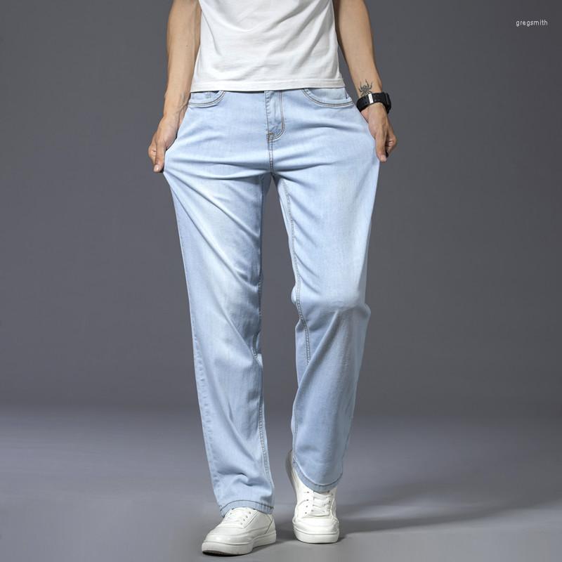 

Men's Jeans 2022 Summer Business Casual Light Blue Comfortable And Soft High-quality Cotton Stretch Men's Straight Brand Trousers