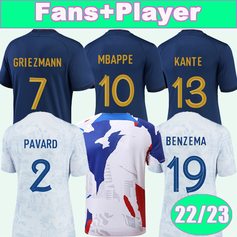 

22 23 MBAPPE GIROUD KANTE Mens Soccer Jerseys frENcH GRIEZMANN BENZEMA DEMBELE Player Version Home Away Pre Match Training Football Shirts, Qm10655 22 23 away no patch