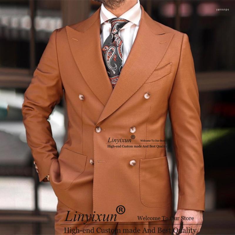 

Men's Suits Men's & Blazers Handsome Orange Men 2 Piece Set Double Breasted Business Blazer Slim Fit Wedding Groom Tuxedo Terno, Ivory