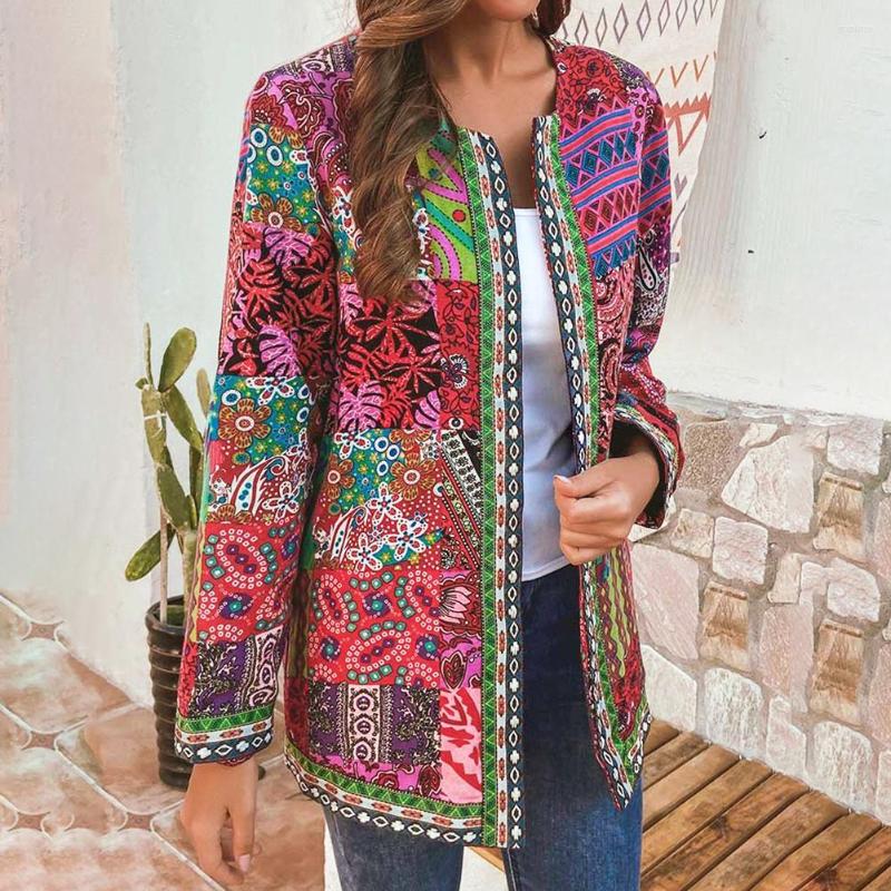 

Women's Knits Exotic Floral Print Women Cardigan Coat 2022 Fashion Ladies Cotton Linen Sweater Loose Jacket Outerwear Chic Top Female, Blue