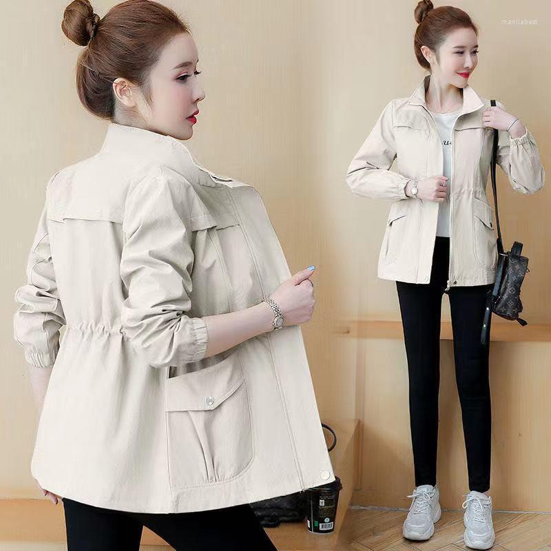 

Women's Trench Coats 2022 Short Coat Fashion 3XL Stand-up Collar Female Jacket Spring Autumn Women Loose Windbreaker, Aicport