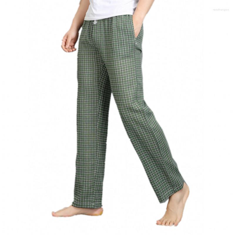 

Men' Sleepwear Spring Autumn Men Cotton Sleep Bottoms Male Plus Size Nighty Trousers Casual Loosen Plaid Pajama Pants M-XXL 100KGS