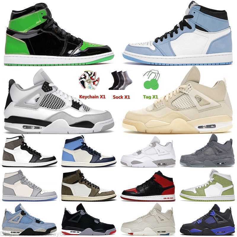 

Off Sail Mens Jumpman 1s 4s Designer Casual Shoes Patent University Blue Jorda 1 4 White Military Black Travis Scotts Kaws Grey Jorden4s, A4 visionaire 36-46