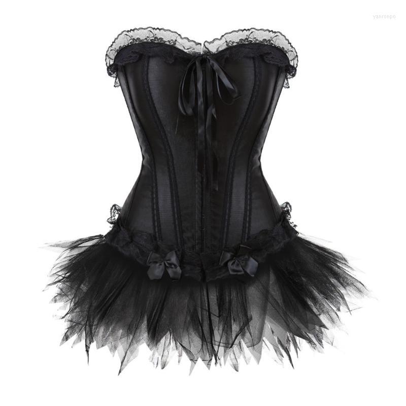 

Bustiers & Corsets Corset Dress Bustier With Skirt Set Tutu Mesh Gothic Lace Plus Size Vintage Black KorseHalloween CostumesBustiers, Black 7008