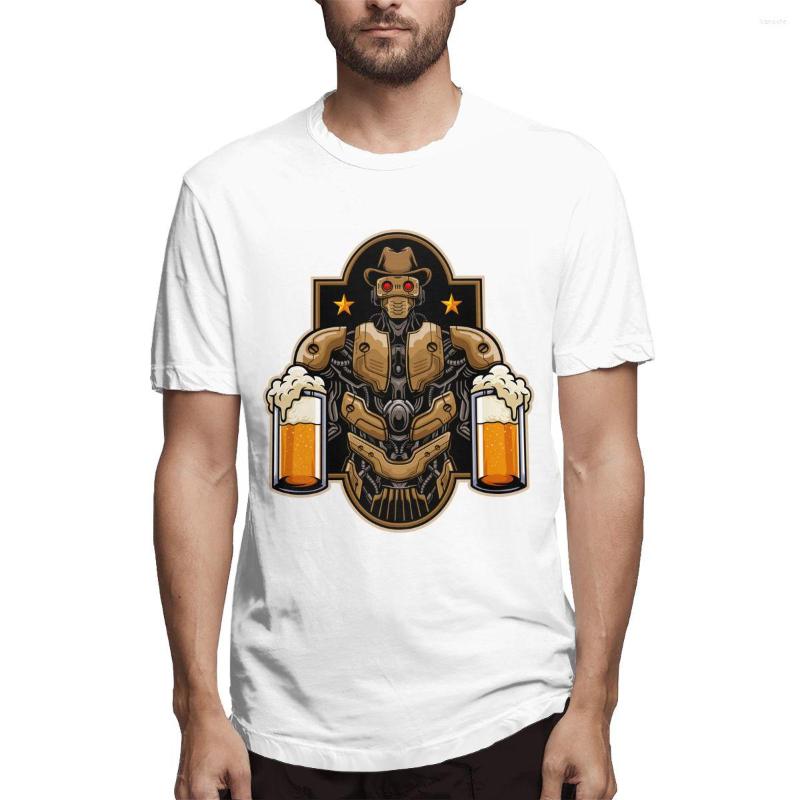 

Men' T Shirts Cowboy Robot Bringing Beer Fashion 3D Printing Cotton Tee Tops Summer Short-sleeved Round Neck Men T-shirt, Black