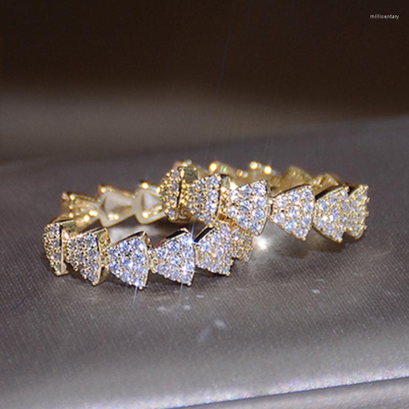 

Hoop Earrings Luxury Classic Micro Setting Zircon Triangular Crystal Gold Color Geometric For Women Statement Jewelry